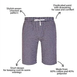 Bigdude Woven Modern Check Pyjama Shorts Red/Blue -Bigdude 00789a0a bd22pj0320blue20and20red