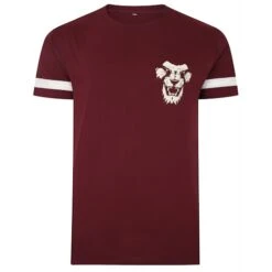New Products 16 Bigdude Cut & Sew Lion Print T-Shirt Burgundy