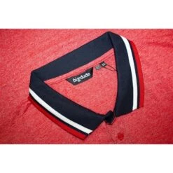 Bigdude Two Tone Contrast Polo Shirt Red -Bigdude 01ef3989 20bd23p03 22 red