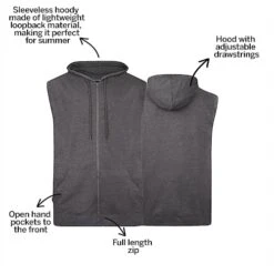 Bigdude Loop Back Sleeveless Hoody Charcoal -Bigdude 037f3429 bc20sg0120charcoal