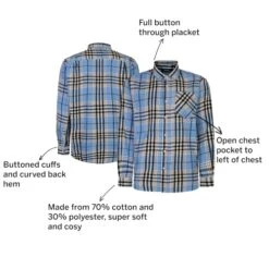 Bigdude Summer Long Sleeve Flannel Shirt Blue -Bigdude 04296a23 112