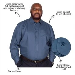 Bigdude Classic Long Sleeve Poplin Shirt Petrol -Bigdude 09ea6bb3 bd19ls120petrol