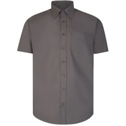 Bigdude Classic Short Sleeve Poplin Shirt Charcoal -Bigdude 10d88d90 m30a6854