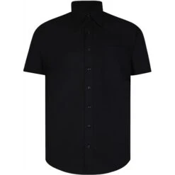 Bigdude Classic Short Sleeve Poplin Shirt Black -Bigdude 117703c2 m30a6857