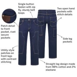 Bigdude Stretch Utility Jeans Dark Wash -Bigdude 13cc64b9 082
