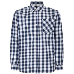 Bigdude Gingham Long Sleeve Shirt Navy