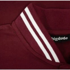 Bigdude Grandad Tipped Collar Polo Shirt Burgundy -Bigdude 18cbb03f img 7521