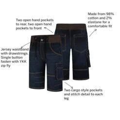 Bigdude Jersey Waistband Denim Shorts Dark Wash -Bigdude 1933ccad annotated20imgagery2030.036