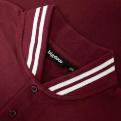 Bigdude Grandad Tipped Collar Polo Shirt Burgundy -Bigdude 1b3c366e img 7517