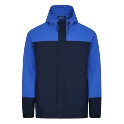Bigdude Contrast Panel Showerproof Hooded Jacket Navy