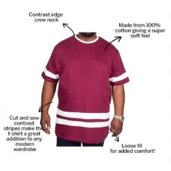Bigdude Contrast Stripe T-Shirt Burgundy -Bigdude 2294ca9c bd19ts20red