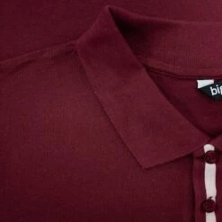 Bigdude Contrast Stripe Placket With Tipped Cuff Polo Shirt Burgundy -Bigdude 262648ae img 8442