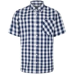 Bigdude Gingham Short Sleeve Shirt Navy