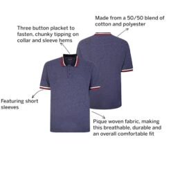 Bigdude Two Tone Contrast Polo Shirt Navy -Bigdude 28c41a04 06
