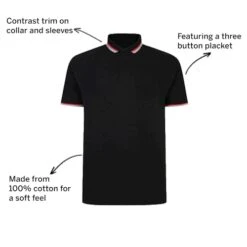 Bigdude Contrast Pique Polo Shirt Black -Bigdude 28fc1aa3 031