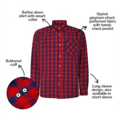 Bigdude Gingham Long Sleeve Shirt Red -Bigdude 2c46a574 bd23ls0720red