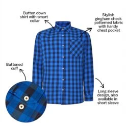Bigdude Gingham Long Sleeve Shirt Blue -Bigdude 2e0f014f bd23ls0720blue20ee