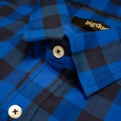 Bigdude Gingham Short Sleeve Shirt Blue -Bigdude 30a3a92c img 8826