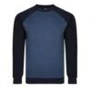 Bigdude Raglan Contrast Crew Neck Sweatshirt Denim Marl/Navy -Bigdude 30ec9702 bd21jmp09202