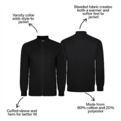 Bigdude Zip Thru Baseball Jacket Black -Bigdude 30f89ced bd21jck1520blakc