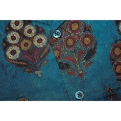 Bigdude Relaxed Collar Peacock Print Short Sleeve Shirt Denim -Bigdude 320c51f1 bd23ss03 07 1