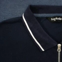 Bigdude Colour Block Zipped Polo Shirt Navy/Denim -Bigdude 33e64c49 img 8686