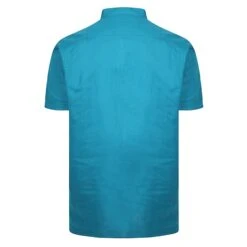 Bigdude Woven Linen Grandad Collar Short Sleeve Shirt Turqouise -Bigdude 353fb8ae bd22ss02 06 turquoise 2