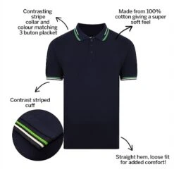 Bigdude Designer Tipped Polo Shirt Navy -Bigdude 363f9324 bd21p0420navy