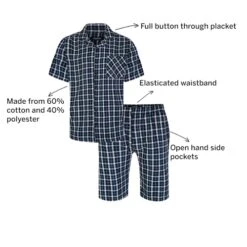 Bigdude Woven Checked Pyjama Set Navy/Blue -Bigdude 37d48eb5
