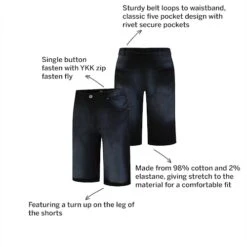 Bigdude Stretch Turn Up Denim Shorts Black -Bigdude 394c439c shorts