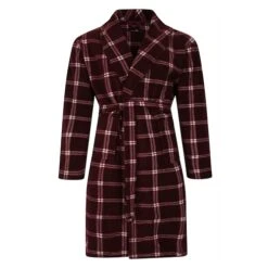 Bigdude Check Fleece Dressing Gown Burgundy