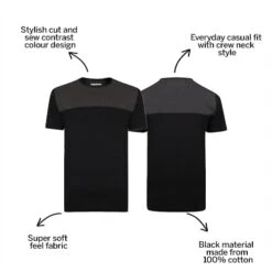 Bigdude Cut & Sew 2 Tone T-Shirt Black/Charcoal -Bigdude 3ed04363 bd21ts0520black