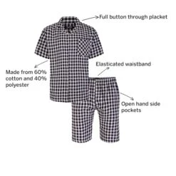Bigdude Woven Checked Pyjama Set Navy/White -Bigdude 40cf3dd5 2