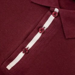 Bigdude Contrast Stripe Placket With Tipped Cuff Polo Shirt Burgundy -Bigdude 43401e48 img 8445