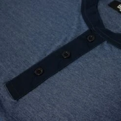 Bigdude Contrast Grandad Long Sleeve Pyjama Set Dark Denim Marl/Navy -Bigdude 441db805 img 8670