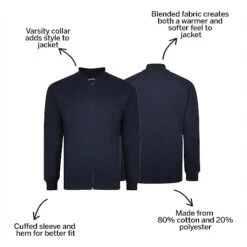 Bigdude Zip Thru Baseball Jacket Navy 11 Bigdude Zip Thru Baseball Jacket Navy -Bigdude 445b4513 bd21jck1520blue