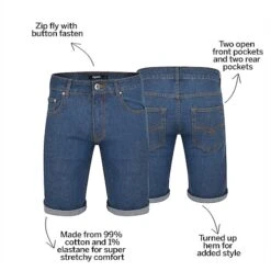 Bigdude Stretch Denim Shorts Mid Wash -Bigdude 457022a5 bd20sh02