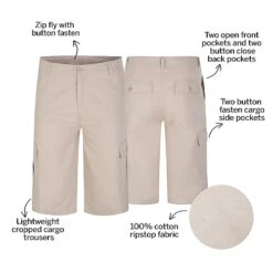 Bigdude Cropped Cargo Trousers Taupe -Bigdude 46081aa9 bd23tr0120taupe