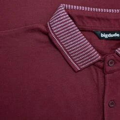 Bigdude Jacquard Collar Polo Shirt Burgundy -Bigdude 47c92f15 img 8200