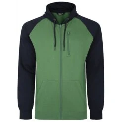 New Products 17 Bigdude Contrast Raglan Full Zip Hoody Deep Green/Navy