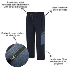 Bigdude Contrast Pocket Cargo Joggers Navy -Bigdude 4aef3409 bd23j0620blue
