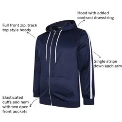 Bigdude Tricot Zip Up Hoody With Stripe Navy -Bigdude 4aef5c36 028
