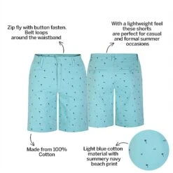 Bigdude Summer Print Chino Shorts Light Blue -Bigdude 4bc5296b bd23sh1120light