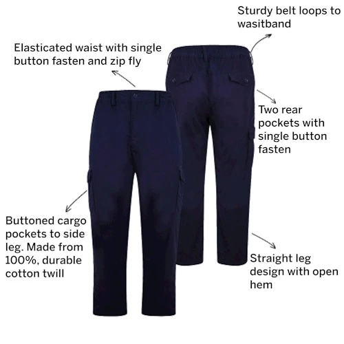 Bigdude Elasticated Waist Cargo Trousers Navy 5 Bigdude Elasticated Waist Cargo Trousers Navy - Image 3