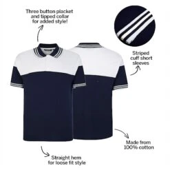 Bigdude Cut & Sew Pique Polo Shirt Navy -Bigdude 510b9d78 bd23p0420dark