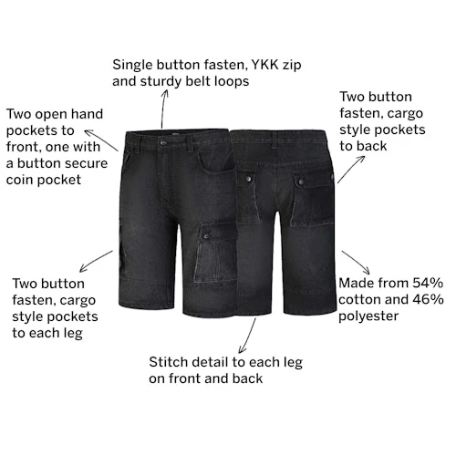Bigdude Cargo Denim Shorts Black 5 Bigdude Cargo Denim Shorts Black - Image 3