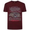 Bigdude Vintage Car Print T-Shirt Burgundy -Bigdude 597ce3ea bd23ts16 10 1