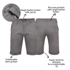 Bigdude Stretch Chino Shorts Grey -Bigdude 59bcfa48 bd20sh0320grey