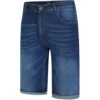 Bigdude Stretch Turn Up Denim Shorts Mid Blue Wash -Bigdude 5b86452e bd23sh05 02 2