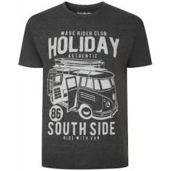 Bigdude Wave Rider Print Pyjama Set Charcoal/Grey -Bigdude 5c33f2e7 waveriderpjtop 1